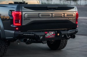 Ford F-150 Raptor Bumper - Rear - Addictive Desert Designs - HoneyBadger with 10in SR LED Mounts - Hammer Black - `17-`18